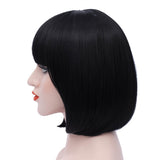 1 x RAW Customer Returns Mildiso Short Bob Black Hair Wigs Straight with Flat Bangs Synthetic Colorful Cosplay Daily Party Wig for Women Natural Like Real Hair 12 Inch 002A - RRP €20.16