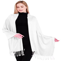 1 x RAW Customer Returns CJ Apparel Pashmina Scarf, Shawl, Stole, Wrap, Face Cover, Brilliant White, Solid Color, Brilliant White A1014a, One size - RRP €27.6