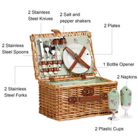 1 x RAW Customer Returns Wicker Picnic Basket for 2 Persons, Willow Hamper Basket Sets, Handmade Picnic Basket for 2 Persons with Utensils Cutlery Perfect for Picnic, Camping Flower - RRP €128.97