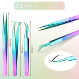 1 x RAW Customer Returns Mudder 6 Piece Eyelash Tweezers Set Eyelash Extension Tweezers, Stainless Steel Straight Curved Tip Eyelash Tweezers with Individual Volume Isolation False Tools Rainbow  - RRP €13.86