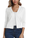 1 x RAW Customer Returns Women s 3 4 Sleeve Open Front Bolero Cardigan Shrug Solid Cardigan Top L, White  - RRP €32.24