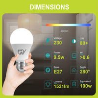 1 x RAW Customer Returns GY E27 LED bulbs, 9.5W equivalent to 100W , 1521 Lumen, 4000K Neutral White, Energy Saving LED A60, Long Life, Low Consumption, Not Dimmable, 12 pieces - RRP €37.99