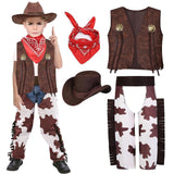 1 x RAW Customer Returns UPZAI Carnival Cowboy Costume Children Cowboy Hat Costume Set with Hat Neckerchief Vest Pants - Cowboy Outfit Boys for Carnival Theme Party Cosplay M  - RRP €11.54