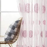 2 x RAW Customer Returns MIULEE Curtains with Floral Embroidery, White Curtains with Pink Pattern for Living Room, Bedroom Transparent Curtain with Eyelets, Set of 2 Voile Floral Transparent Curtains, Each H 225 XW 140cm - RRP €58.46