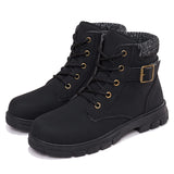 1 x Brand New DADAWEN women s boots snow boots winter shoes spring autumn lace-up ankle boots, black, 36 EU - RRP €60.0