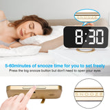 1 x RAW Customer Returns Sukeen Mirror Digital Alarm Clock, LED Large Display Clock with White Large Digits, 3 Brightness Levels, Dual USB Ports, Snooze, 12 24Hr, Modern Table Clocks for Living Room Bedroom-Gold - RRP €22.61