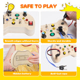 1 x RAW Customer Returns HOMCENT Busy board for toddlers with switches, Montessori toy with switches and buttons, baby activity board made of wood, learning toy for boys and girls - RRP €16.13