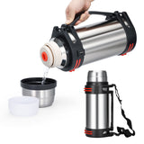 1 x RAW Customer Returns Olerd Thermos Bottle Thermos Flask 3.0L, Insulated Jug Stainless Steel Drinking Bottle, Insulated Bottle with 2 Drinking Cups, Double Wall Insulated Camping Water Bottle with Shoulder Strap and Handle, 24h Hot Cold - RRP €39.99