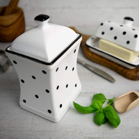 2 x Brand New City to Cottage - Ceramic kitchen container 900 ml Set of 3 White and black Polka dots Handmade Container with lid Ceramic cookie jar - RRP €40.8