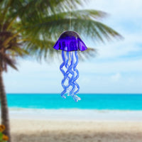 3 x Brand New 20 Art Blown Glass Jellyfish Wind Chime, Handmade Glass Jellyfish Wind Chimes for Hanging, Outdoor Wind Chimes for Garden, Yard, Wedding Decoration Royal Blue  - RRP €140.91