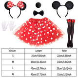 1 x RAW Customer Returns Women s mouse costume set, red tutu with white dots headband with black ears and red bow gloves nose for carnival theme cosplay party - RRP €20.8