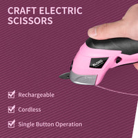 1 x RAW Customer Returns VLOXO Electric Scissors Cordless Cutter with 2 Cutting Blades for Crafts for Cutting Cardboard Leather Carpet Potted Plant Flowers Rechargeable Paper Cutter Scissors with Charger Device Pink - RRP €53.11