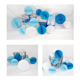 2 x RAW Customer Returns Himeland 12x Blue Honeycomb Ball Set, Pompoms Honeycomb Paper Ball Kit for Wedding Baby Shower Party Birthday, as Table Decoration Room Decoration Apartment Decoration - RRP €25.44