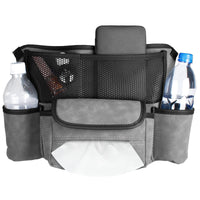 1 x RAW Customer Returns Ajerg Car Storage Bag Between Front Seats - Extra Space Storage Large Capacity Handbags Car Organizer for Snacks, Drinks, Tissue, Phone Grey  - RRP €21.98