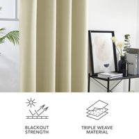 1 x RAW Customer Returns Deconovo blackout curtain with eyelets for bedroom, thermal curtain, cold protection, 210x140 cm height x width , beige, set of 2 - RRP €34.27