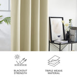 1 x RAW Customer Returns Deconovo Curtain Opaque Blackout Curtain Living Room Thermal Curtain Cold Protection Eyelets, 245 x 140 cm Height x Width , Beige, Set of 2 - RRP €35.65