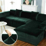 1 x RAW Customer Returns DH-Link Velvet Stretch Sofa Cover, Non-Slip, Dark Green 2 Seater - 140-185cm  - RRP €27.99