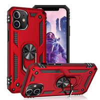 1 x Brand New KUAWEI iPhone 12 Pro Max Case, 360 Degree Rotation Ring Kickstand Military Double Layer Reinforced Defense Bumper for iPhone 12 Pro Max Red  - RRP €14.75