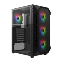 1 x RAW Customer Returns Zeus GAMDIAS ATX Mid Tower Gaming PC Case with Side Tempered Glass, 4 x 120mm ARGB Case Fans and Sync with 5V RGB Motherboard - RRP €53.44