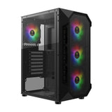 1 x RAW Customer Returns GAMDIAS AURA GC1 Gaming PC Mid-Tower ATX Case with Side Tempered Glass, 4 x 120mm ARGB Fans and Sync, 5V RGB Motherboard, Front Panel - RRP €56.84