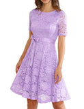 1 x Brand New DRESSTELLS Women s Vintage Retro Cocktail Dress 50s Dresses Festive Lace Dress Evening Dresses Ball Gown Short Sleeve A-Line Cocktail Dress Lavender 3XL - RRP €41.99