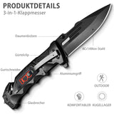 1 x RAW Customer Returns NedFoss 3 IN 1 Survival Knife, One-Handed Knife, Rescue Knife with Glass Breaker Belt Cutter, Survival Knife for Car, Rescue Knife with Engraving, Gift for Loved Ones - RRP €33.25