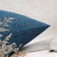 1 x RAW Customer Returns MIULEE Set of 2 cushion covers, decorative cushions, linen look, decorative cushion covers, sofa cushions, couch cushions, decorative cross with hidden zip for sofa, bedroom, 50 x 50 cm, blue - RRP €18.12