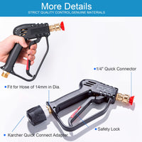 1 x RAW Customer Returns YUET High Pressure Washer Gun with 5 Removable Spray Nozzle Tips, Quick Connector and 1 4 Adapter for K rcher, Car Nozzle Cleaner, M22-14mm Fitting, Cleaning Sets for Karcher - RRP €33.99