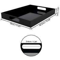 1 x RAW Customer Returns Belle Vous Black Spill-proof Acrylic Tray Serving Tray Plastic with Handles - L40.5 x W30 cm - Large Rectangular Decorative Tray Black - Drinks, Breakfast Tray Plastic Rectangular - RRP €33.19