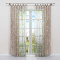 1 x RAW Customer Returns HongYa 1 piece loop curtain transparent curtain scarf voile curtain with loops branches pattern H W 225 140 cm sand - RRP €28.22