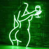 1 x RAW Customer Returns SIGNSHIP Wine Glass Neon Sign Green LED Neon Signs for Wall Decoration Beer Sign Bar Sign Women Body Neon Lights USB Power Light Sign for Bedroom Bar Club Store Party Gift - RRP €34.57