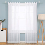 1 x RAW Customer Returns Deconovo Voile Curtains Tab Top Curtains Transparent Living Room, 175x140 cm Height x Width , White, Set of 2 - RRP €13.93