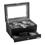 1 x RAW Customer Returns VASIHO watch box for men with 10 compartments, watch case with removable watch cushion and glass lid, jewelry display case with removable tray for storage and presentation, Gray SSH003H - RRP €32.26