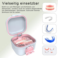 2 x RAW Customer Returns BVN Leak-proof denture box, denture box with sieve, portable soaking denture box, for all ages, dentures and braces pink white  - RRP €45.98