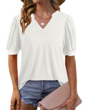 1 x RAW Customer Returns Beluring Women s Summer Short Sleeve Casual T-Shirt Solid Color V-Neck T-Shirt White S - RRP €26.58