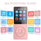 1 x RAW Customer Returns AGPTEK MP3 Player 16GB Bluetooth 5.0 with Headphones, 1.8 Inch 70 Hours Playback Time Digital Children s MP3 Player FM Radio, up to 128G SD Card, Rose Gold - RRP €40.33