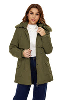 5 x Brand New HVEPUO Women s Winter Jacket, Parka with Fur, Warm Fleece, Winter Lining, Outdoor Jacket, B-Khaki Green, XL - RRP €252.05