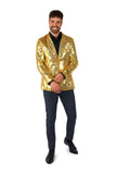 1 x RAW Customer Returns Suitmeister Men s Gold Party Blazer - Christmas, New Year s Eve Party Shiny Sequin Suit Jacket - Gold - RRP €39.95