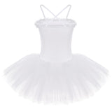 1 x RAW Customer Returns FONLAM Girl s Ballet Tutu Leotard Dress, White, 4-5 years - RRP €21.74