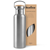 1 x RAW Customer Returns Bambaw stainless steel drinking bottle 1 l Insulated thermos bottle for sports, office, school, outdoor Leak-proof plastic-free Durable water bottle for hot cold drinks Metal bottle - RRP €20.96