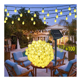 1 x RAW Customer Returns Solar fairy lights for outdoors and indoors - 12M 100 LED crystal ball lighting IP65 waterproof warm white outdoor fairy lights decoration for balconies, weddings, patios, Halloween and Christmas energy class A  - RRP €13.96