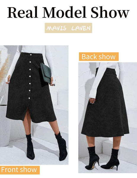 1 x RAW Customer Returns MAVIS LAVEN Women s Corduroy Skirt High Waist ...