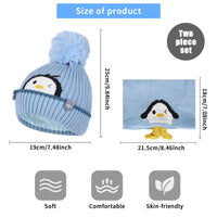 1 x Brand New Hat Scarf Set for Girls Boys, Knitted Hat 2 in 1 Winter Beanie Scarf Set, Warm Knitted Beanie with Pompom Fluffy Neck Warmer Fleece Lining Gifts for Girls Boys Kids - RRP €4.86