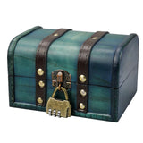 1 x RAW Customer Returns hocadon vintage treasure chest, 16x12x9.5cm pirate chest, small wooden treasure chest, wooden treasure chests with lock, for storage and decoration, pirate treasure party, green - RRP €19.46