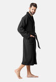 1 x RAW Customer Returns Ladeheid men s terry cloth bathrobe made of 100 cotton waffle piqu LA40-226 black D16 , XL  - RRP €49.99