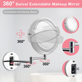 1 x RAW Customer Returns FFowcye Cosmetic Mirror with Lighting Wall Mounted, 1X 10X Magnifying Mirror with Light, Dimmable Makeup Mirror with Touch Switch USB Rechargeable, Shaving Mirror 360 Rotatable for Bathroom and Hotel - RRP €36.29