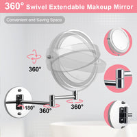 1 x RAW Customer Returns FFowcye Cosmetic Mirror with Lighting Wall Mounted, 1X 10X Magnifying Mirror with Light, Dimmable Makeup Mirror with Touch Switch USB Rechargeable, Shaving Mirror 360 Rotatable for Bathroom and Hotel - RRP €38.11