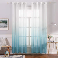 1 x RAW Customer Returns MIULEE Curtains Transparent Curtains Gradient Voile Sheer Set of 2 Curtains with Eyelets Decorative Curtain Window Curtain for Bedroom and Living Room 225 cm x 140 cm H x W White Blue - RRP €29.24