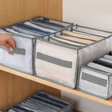 1 x RAW Customer Returns Drawer organizer for T-shirt with handle storage boxes drawers bra organizer storage box washable foldable folding box fabric box for pants, T-shirt, leggings gray, 9 compartments, for T-shirt with handle  - RRP €20.4