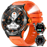 1 x RAW Customer Returns Marsyu Smartwatch Men Military with Phone Function with LED Flashlight Compass, 500 mAh Long Battery Life 1.53 Outdoor Sports Watch with 24H Heart Rate Monitor 3ATM Waterproof Fitness Watch Orange  - RRP €53.56